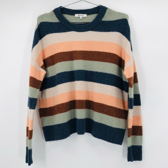 Madewell Wool Blend Crewneck Pull Over Striped Sweater Size XS - Picture 1 of 6